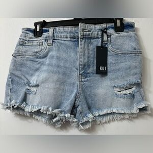 Kut from the Kloth  Frayed Hem Jean Shorts  NWT. Button is missing on closure.